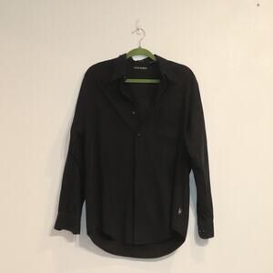 John Henry Black Sueded Button Up Shirt Long Sleeve Sz M